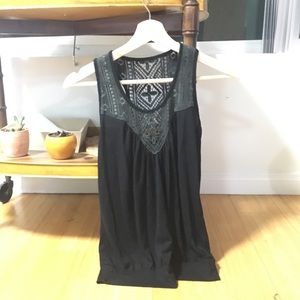 Black Tank Top with Lace Details